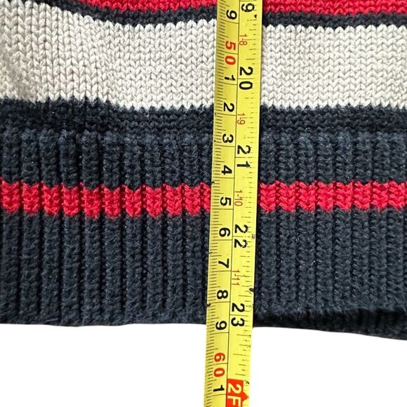St. Johns Bay Womens Pullover Striped Sweater 100% Cotton V Neck Navy Red XL - Picture 5 of 7